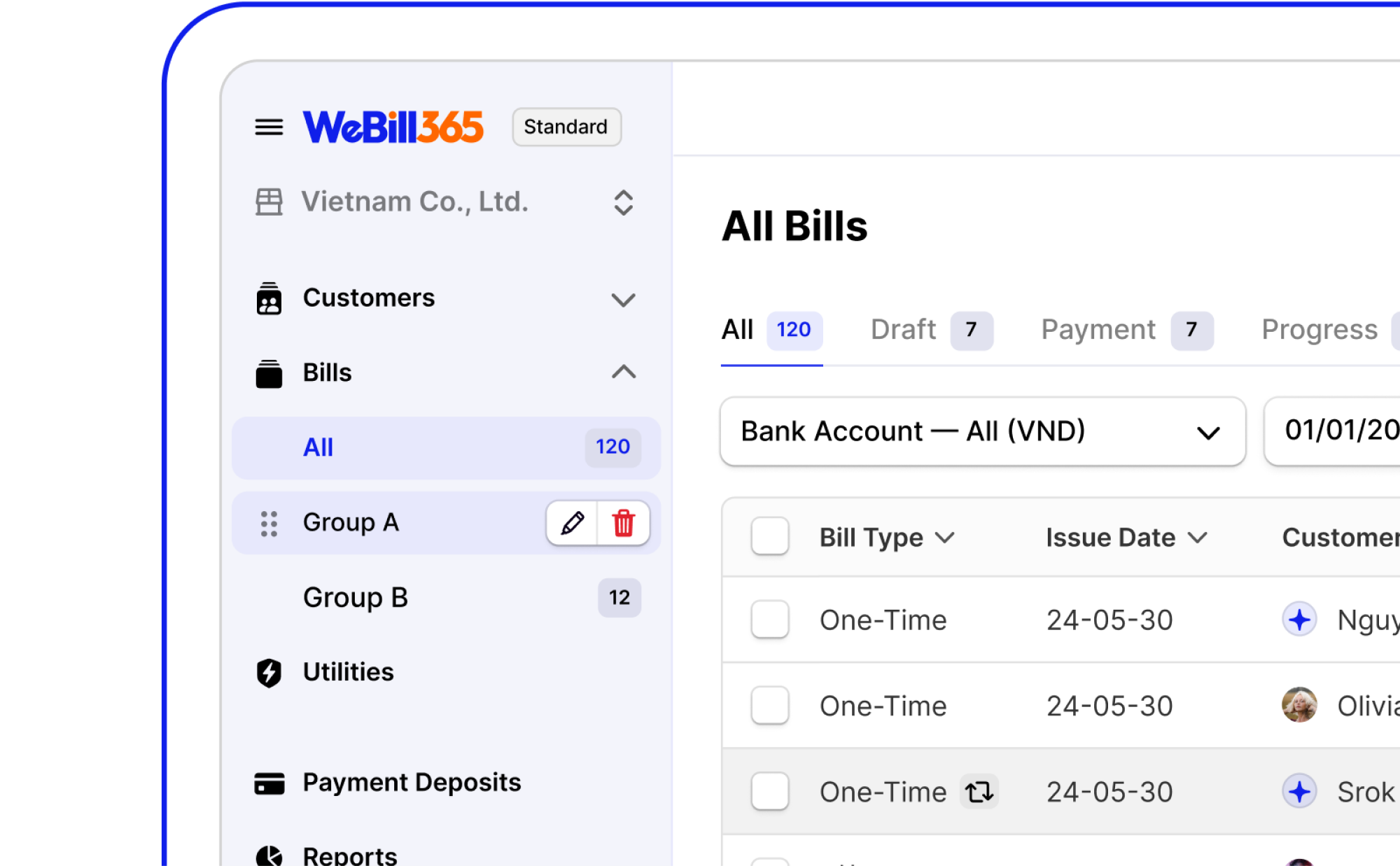 WeBill365 preview on  a PC